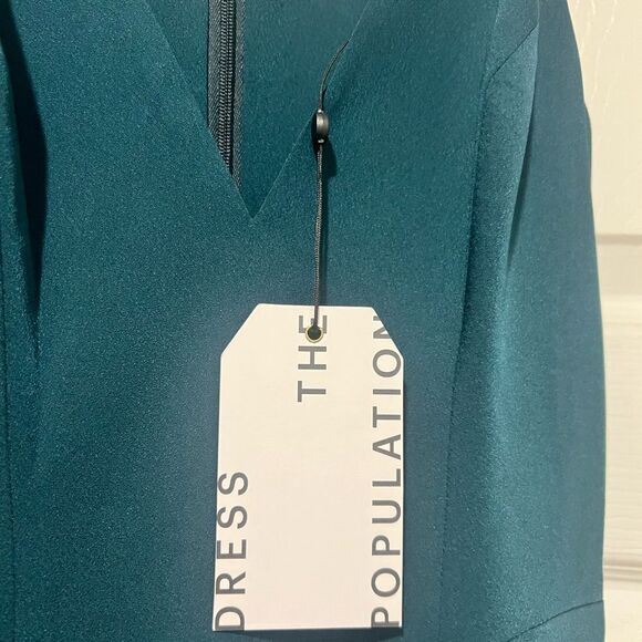 NWT Dress the Population Parker Gown in pine womens size xxs with side slit‎ - Picture 9 of 12